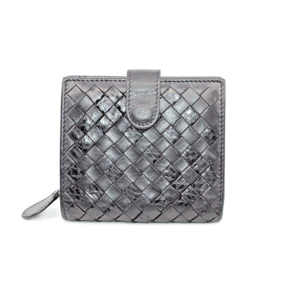 D0 Authentic BOTTEGA VENETA Intrecciato Black Bifold Leather Coin Pouch Wallet - Picture 1 of 9